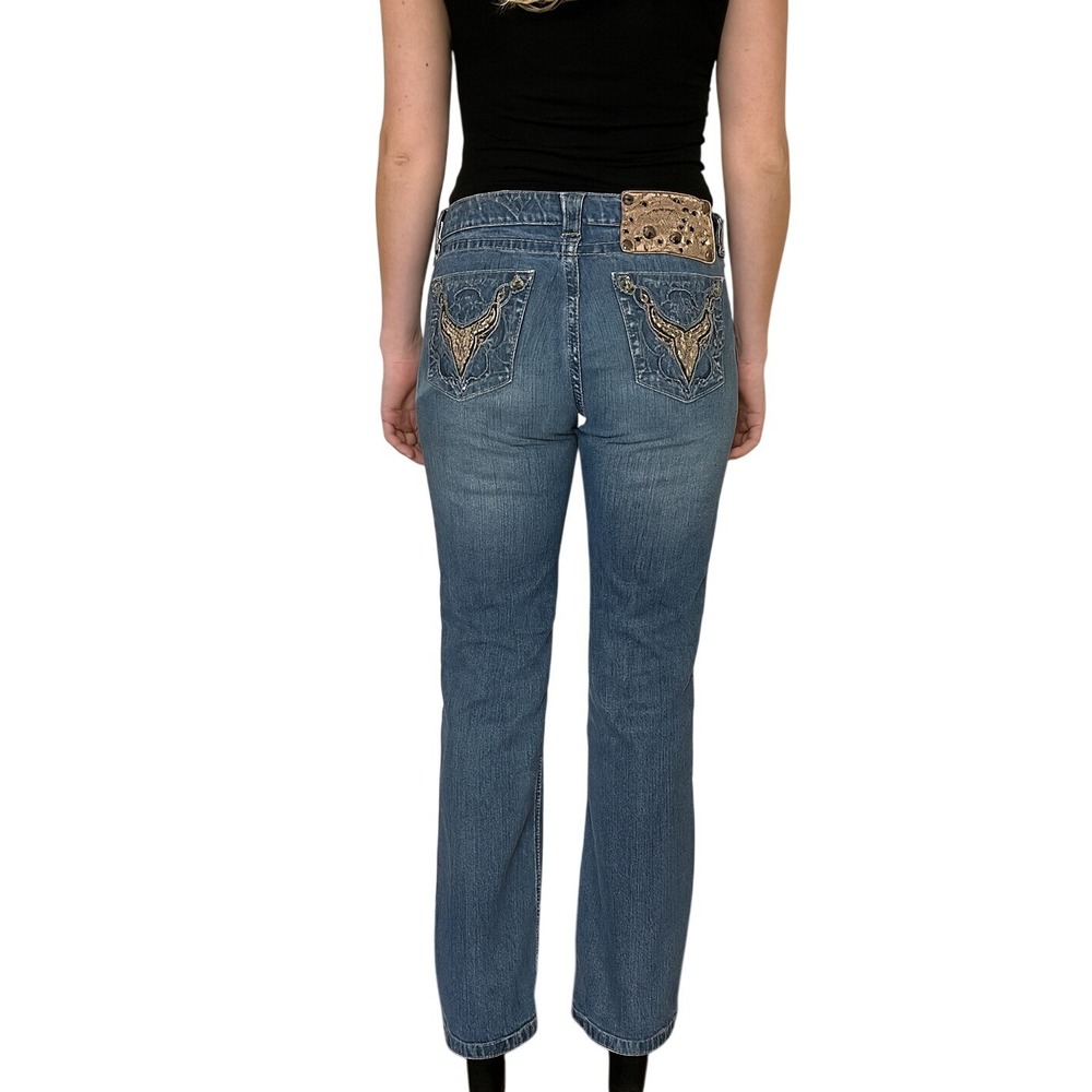 Candies Vintage Jeans Embellished Pockets Light Wash Denim Low Rise